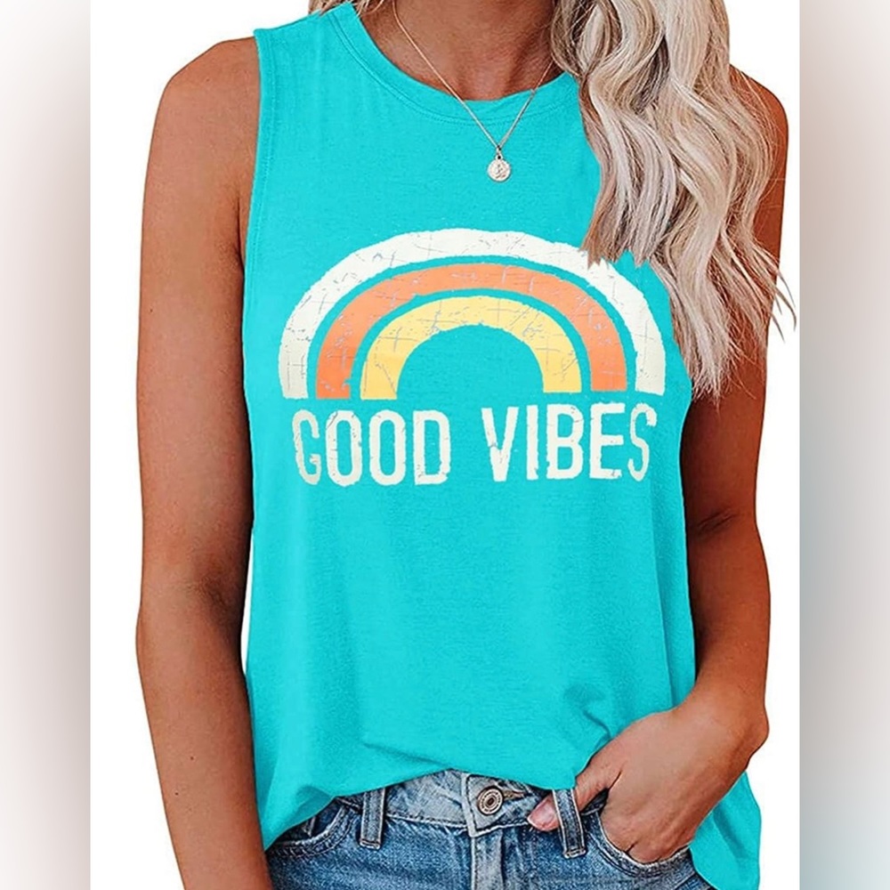 IrisGod Good Vibes Sleeveless T-Shirt - Picture 1 of 6